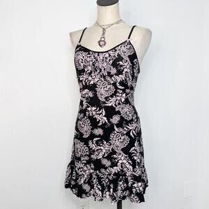 Y2K Coquette Pink Baroque Ruffle Slip Dress Size Small